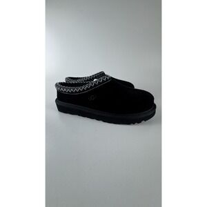 UGG Tasman Slippers Womens Size 7 Black Shearling Suede Slip On Clogs Shoes